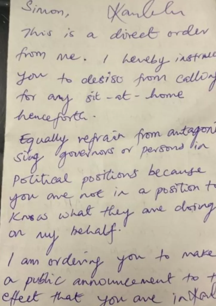 Mazi Nnamdi Kalu Handwriting To End Sit At Home 1 Png