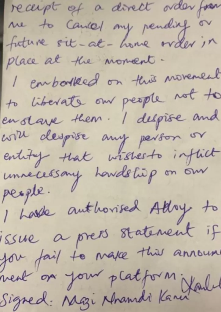 Mazi Nnamdi Kalu Handwriting To End Sit At Home 2 Png