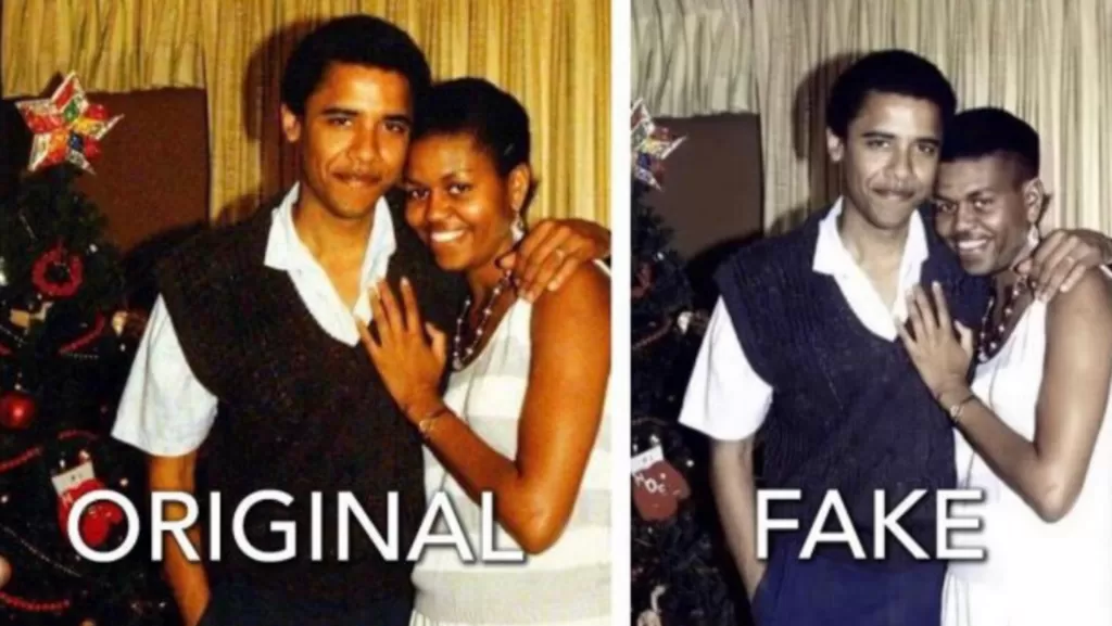altered photo shows michelle obama standing near christmas tree_png