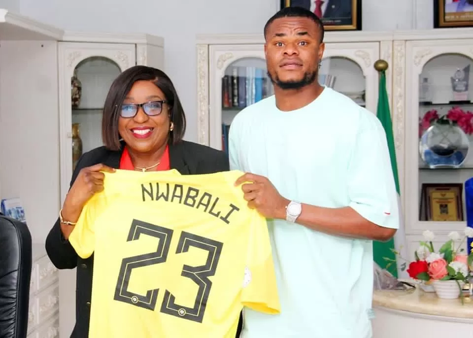 Rivers Deputy Governor Professor Ngozi Nma Odu Honors Super Eagles Goalkeeper Stanley Nwabali Bobbi
