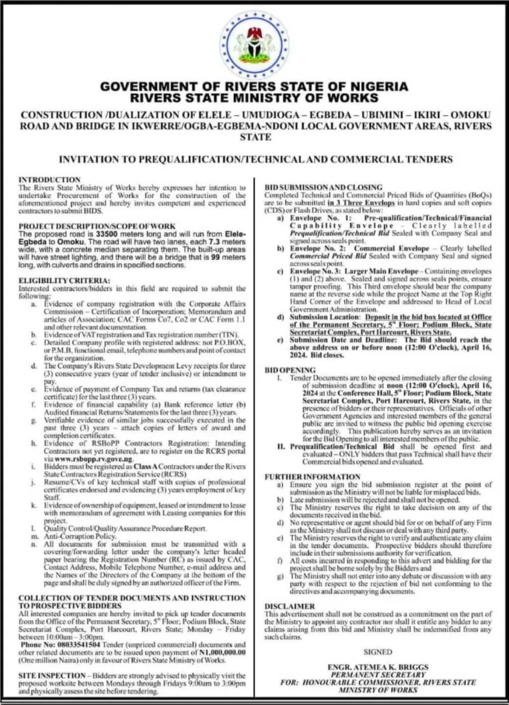 INVITATION TO PREQUALIFICATION:TECHNICAL AND COMMERCIAL TENDERS
