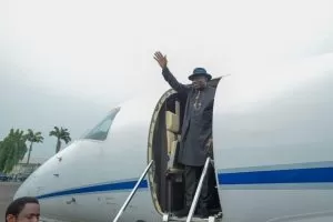 Former President Goodluck Jonathan Arrives Port Harcourt to Flag Off Trans Kalabari Road