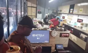 Senator Godswill Akpabio was outside to support Hilda Baci during her attempt to break the Guinness cooking marathon