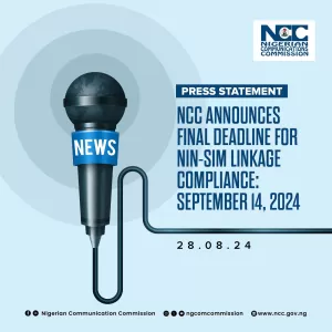 NCC Announces September 14 Final Deadline For NIN Linking