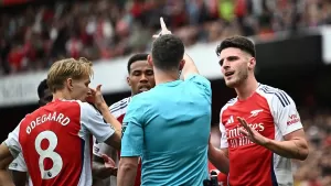 Premier League Backs Rice Red Card Decision.