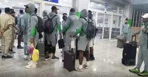 File photo of Super Eagles stranded at Libya airport