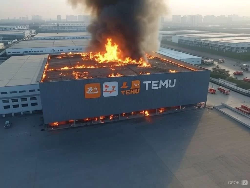 Fire engulfed Temu shop in China