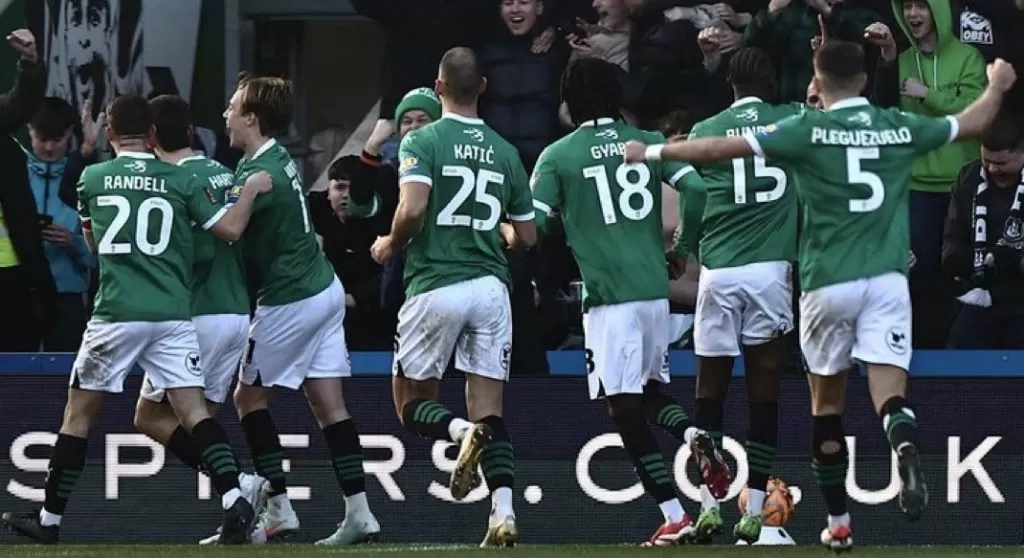 Plymouth County celebrates win against Liverpool