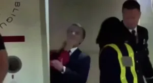 The President of France is seemingly slapped by his wife Brigitte Macron as they arrive in Vietnam.