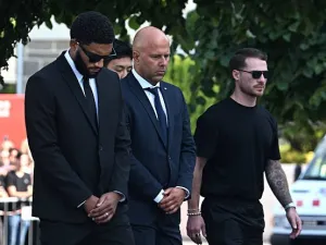 Arne Slot, Joe Gomez and Alexis Mac Allister have arrived for the funeral of Diogo Jota and his brother André.
